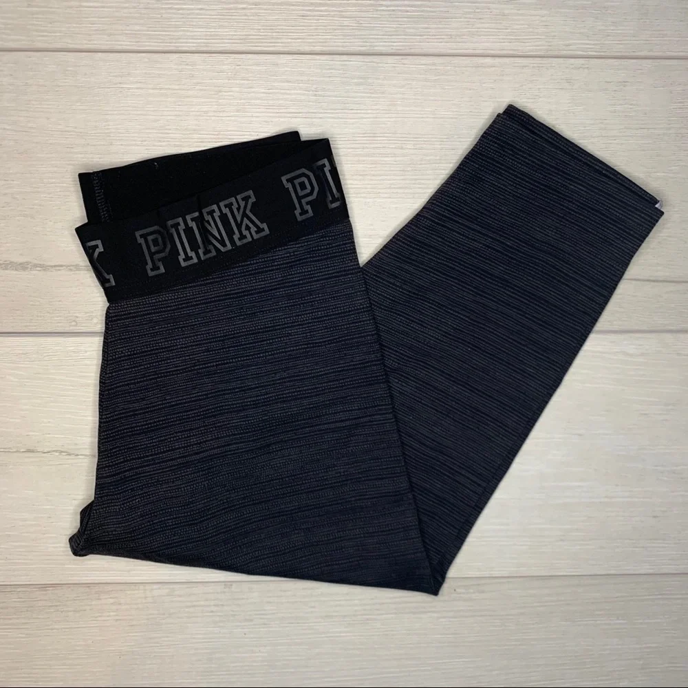 Pink Ultimate Heathered Black Cropped Legging Size Small